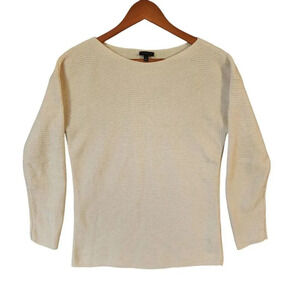 New Talbots Nylon Wool Blend Sweater Cream Long Sleeve Crew Neck Size Medium